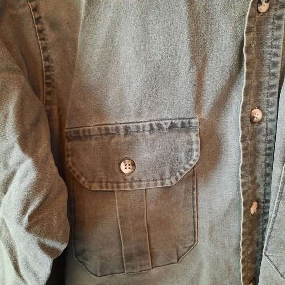 Vintage Harley-Davidson Motorcycle 100% Cotton Gray Embroidered Button Up Shirt - Picture 6 of 12